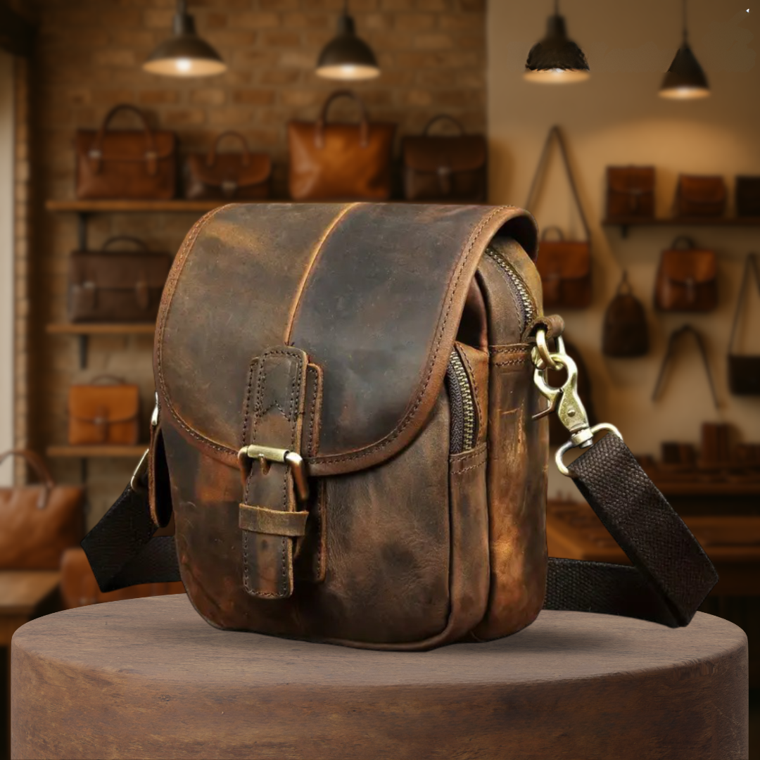 Theo | Distressed Leather Crossbody Bag