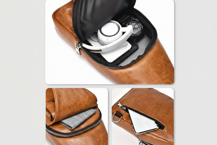 Max | Black Leather Sling Bag